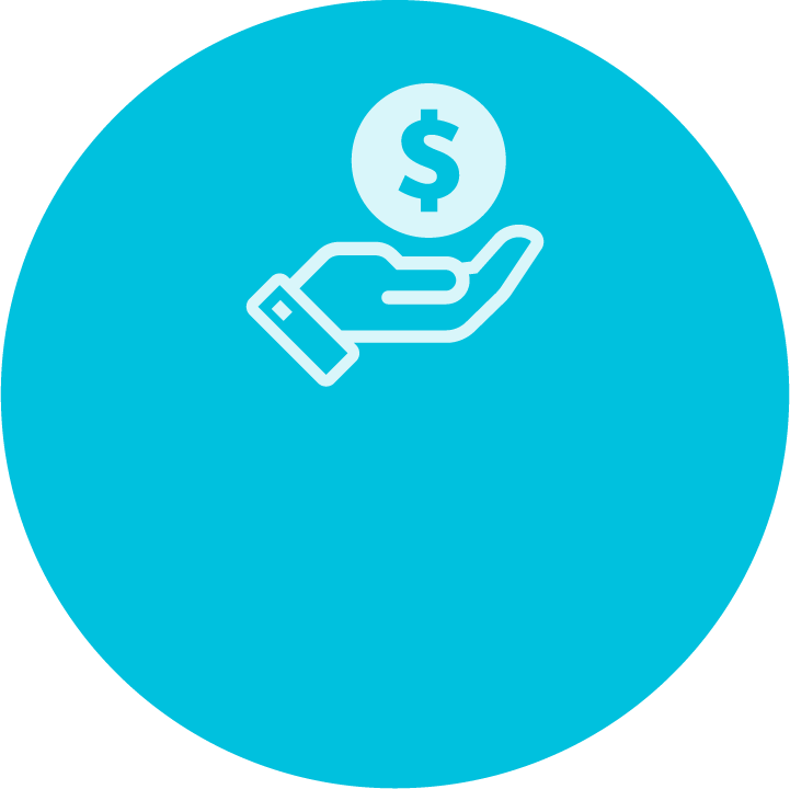 Money sign in open hand icon