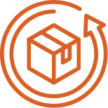 Orange box in circle icon