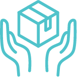 Blue box in hands icon